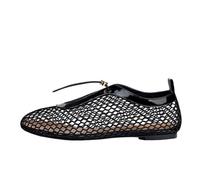 UBOHUZ Woman Mesh Ballet Flats Fishnet Shoe Cozy Round Toe Women Breathable Casual Walking Shoes For Commuting For Women(Black,Size36)
