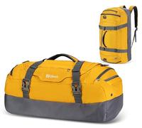Ubon 55L Travel Duffel Backpack Waterproof 4-Way Holdall Gym Bag Yellow | Large capacity, Shoe compartments, Padded straps, Foldable, Multi-functional, Wheel-less, Camping, Travel, Overnight, Fitness