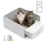UBPET Open Top Self Cleaning Litter Box, Large Capacity Automatic Litter Box with APP Control,Odor Control, Anti-Pinch, Automatic Cat Litter Box for Multiple Cats