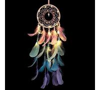 ubrand Rainbow Dream Catcher for Kids,Handmade Colorful Feather Dream Catcher with LED Light, for Bedroom Home Hanging Decoration-Colorful