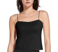 Ubras Bra-in Tank Tops, Scoop Neck Cooling Camisoles for Women,Spaghetti Strap Tank Top, Simple Design, Black, L