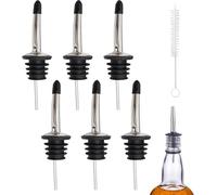 UBRAVE 6 Pcs Bottle Pourers for Spirits, with Cleaning Brush and Rubber Dust Caps,Olive Oil Pourer Spout,Speed Pourer,Drinks Pourer, Cocktail Accessories,Tapered Spout,for Bar Restaurant Kitchen