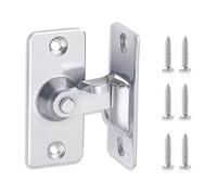 UBRAVE 90 Degree Door Lock Slide Gate Latch,Stainless Steel Angle Door Latch Buckle, Stainless Steel Brushed Finished,for Barn, Garden, Bathroom,Outdoor, Garage,Window,Sliding Door (Silver-1 Pack)