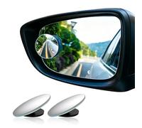 UBRAVE Blind Spot Mirrors, Round Frameless Blind Spot Adhesive 360° Rotate Sway Adjustable and Waterproof, HD Glass Convex Mirror Maximize RearView, Universal for Car SUV Trucks Traffic Safety, 2 Pcs