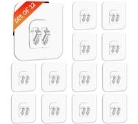 UBRAVE Clear Shower Caddy Sticker, 12 Pcs, PVC + Acrylic Glue, Heavy Duty, Reusable, Transparent, No Drill, Wall Mount, Bathroom, Kitchen, Living Room