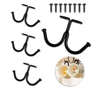 UBRAVE Cup Holder Under Cabinet, 4 Pcs Mugs Hooks Under Shelf, Mug Rack with Double Hooks, Under Shelf Cabinet Bar Kitchen Glasses Storage Drying Rack Holder Tea Cup Display Rack with Screws, Black
