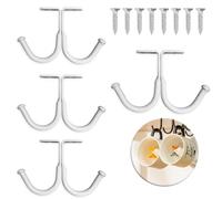 UBRAVE Cup Holder Under Cabinet, 4 Pcs Mugs Hooks Under Shelf, Mug Rack with Double Hooks, Under Shelf Cabinet Bar Kitchen Glasses Storage Drying Rack Holder Tea Cup Display Rack with Screws, White