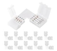 UBRAVE LED Light Connector, 10 Pcs 10mm 4 Pin RGB LED L Shape Connector, RGB Splitter Right Angle Corner Connector, 10mm Gapless Adapter for RGB SMD 5050 RGB Multicolor LED Strip Lights 12V-24V
