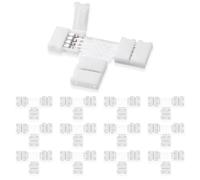 UBRAVE LED Light Connector,12 Pcs 10mm 4 Pin RGB LED T Shape Connector, RGB Splitter Right Angle Corner Connector, 10mm Gapless Adapter for RGB SMD 5050 RGB Multicolor LED Strip Lights 12V-24V