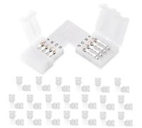 UBRAVE LED Light Connector, 20 Pcs 10mm 4 Pin RGB LED L Shape Connector, RGB Splitter Right Angle Corner Connector, 10mm Gapless Adapter for RGB SMD 5050 RGB Multicolor LED Strip Lights 12V-24V