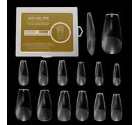 UBRAVE Medium Coffin Nail Tips 240 Pcs/ 12 Sizes - Matte Gel Nail Tips Kit, Soft Gel Full Cover Nail Tips,Extensions Break Resistant Pre-Buff False Press On Nails,for Nail Salons And DIY Nail Salon