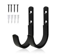 UBRAVE Utility Garage Hooks, Gun Racks Hooks, 15kg Load Capacity per Hook, for Wall Bike Ladders Garden Tool Storage, with Soft Padding, Securely Store Firearms, Archery, Bow, Sword (2 Pack, Black)