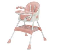 UBRAVOO 3-in-1 Baby HighChair, Foldable Portable Baby Dining Chairs Eat & Play Convertible High Chair with Double-Layer Dinner Plate and Toy Rack(Pink)