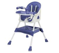 UBRAVOO 3-in-1 Baby HighChair, Foldable Portable Baby Dining Chairs Eat & Play Convertible High Chair with Double-Layer Dinner Plate and Toy Rack(Blue)