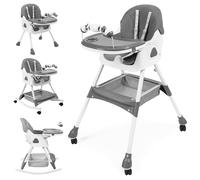 UBRAVOO Baby High Chair, 6-in-1 Foldable Baby Chair with Footrest, Removable Double Tray & PU Cushion, Adjustable Height & Recline, Locking Wheels for Babies and Toddlers