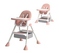 UBRAVOO Baby High Chair 6 Months Plus, 2-in-1 High Chair for Babies and Toddlers with Footrest, Detachable Double Tray, Easy to Clean Feeding Highchair for Boys and Girls,Pink