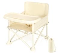 UBRAVOO Booster Seat for Baby, Lightweight Portable High Chair 6 Months Plus,Compact Folding Eating Camping Beach Lawn Chair with Removable Tray Indoor Outdoor(Milky White)