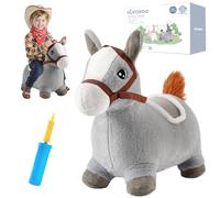 UBRAVOO Bouncy Pals Hopping Horse, Toddler Inflatable Bouncing Plush Animal Hopper Toy, Outdoor Indoor Plush Ride on Bouncer, Baby Birthday Gift for 18 Month 2 3 4 Year Old Boys Girls (Grey Pony)