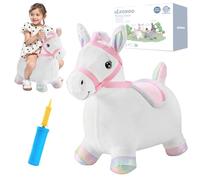 UBRAVOO Bouncy Pals Hopping Horse, Toddler Inflatable Bouncing Plush Animal Hopper Toy, Outdoor Indoor Plush Ride on Bouncer, Baby Birthday Gift for 18 Month 2 3 4 Year Old Boys Girls (Rainbow Pony)