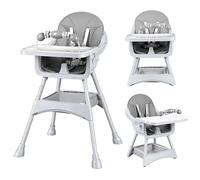 UBRAVOO Convertible High Chair for Babies and Toddlers, Foldable, Easy Clean, Padded Seat, Footrest,Tray Cup Holder, 15 kg Max Load, Aged 6 Months to 3 Years (Grey, Convertible High Chair)