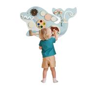 UBRAVOO Dolphins Wooden Activity Wall Board, Dolphins Design, Educational Sensory Panel, Children's Room Decor (Dolphins)