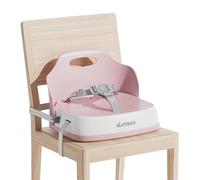 UBRAVOO Portable Booster Seat for Dining, Travel High Chair with 3-Point Harness and 2 Adjustable Straps, Washable Baby Food Chairs 6 Months Plus Sitting Up(Pink)