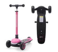UBRAVOO Scooter for Kids Ages 3-10, One-click Folding with 4 Height Adjustable Handlebar and Rear Brake,Light Up Wide Deck Scooter for Boys & Girls (Pink)