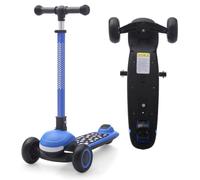 UBRAVOO Scooter for Kids Ages 3-10, One-click Folding with 4 Height Adjustable Handlebar and Rear Brake,Light Up Wide Deck Scooter for Boys & Girls (Blue)
