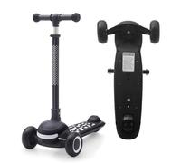UBRAVOO Scooter for Kids Ages 3-10, One-click Folding with 4 Height Adjustable Handlebar and Rear Brake,Light Up Wide Deck Scooter for Boys & Girls (Black)