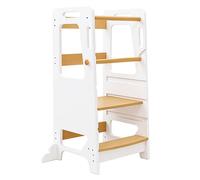 UBRAVOO Toddler Standing Tower, 3 Levels Adjustable Wooden Standing Step Stool for Kids from 1 Year Old, Anti-tilt Stool Helper Platform for Bathroom Sink & Kitchen Counter