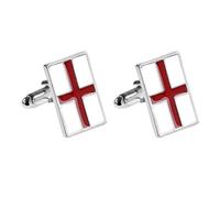 Ubric 2 pcs Enamel St George England Pin Lapel Cufflinks With Vibrant Red Cross Patterns, for Tuxedos, Dress Shirts, Weddings, and Business Events