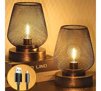 UBright 2 Pack Rechargeable Table Lamp Cordless Table Lamp Battery Operated Lights Metal with 4 Lighting Mode Indoor Outdoor Lights for Patio Bedroom Living Room (Bulb Included) Bronze