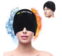 Ubrvhrt Migraine Relief Hat, 360° Cooling Gel Soothing Headache Cap, Reusable Head Wrap Hangover Hat Cold Pad with Cold/Heat Therapy for Tension, Sinus, Sports Injuries, Fevers, Puffy Eyes, Black