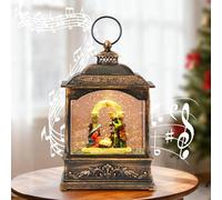 Ubrvhrt Musical Snow Globe Lantern with Nativity Scene, LED Water Spinner Lantern for Christmas Decor, 6-Hour Timer, Swirling Glitter, 8 Inch, USB or Battery Powered