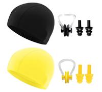 UBSIUH 2 Adult Swimming Caps And 2 Nose Clip Earplugs Set, Universal Soft Elastic Swimming Cap, Portable Soft Silicone Earplugs, Mini Waterproof Nose Clip.