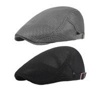 UBSIUH 2 Mesh Hats, Fashionable And Personalized Berets, Casual Sun Hats, Breathable Sun Protection Hats, Wearable Supplies (Black, Dark Gray).