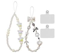 UBSIUH 2 Pieces Beaded Mobile Phone Hanging Chains & Clips, Simple & Versatile Pendants, Cute & Sweet Accessories