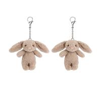 UBSIUH 2 Pieces Of Brown Rabbits, Cute British Style Pendants, Plush Doll Ornaments, Suitable For Keys, Backpack Decoration.
