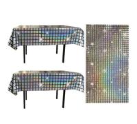 UBSIUH 2 Pieces Of Waterproof Tablecloth And 1 Piece Of Background Cloth, Disco Party Supplies, Party Decorations, Creative Personality Tablecloth.