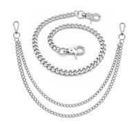 UBSIUH 2 Silver Punk Pants Chains, Personality Style Pants Chains, Rock Style Clothing Accessories, Fashion Style Pants Chains, Daily Wear Matching Pieces.