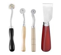 UBSIUH 3 Leather Cutting Rollers With Wooden Handles, 1 Leather Leather Cutter, Thread Tracing Wheel Sewing Tool, Diy Leather Cutting Knife, Suitable For Bag Making.