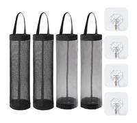 UBSIUH 4 Wall-Mounted Storage Bags And 4 Hooks, Foldable Hanging Storage, Large-Capacity Breathable Mesh Wall-Mounted Bags, Transparent Punch-Free Hooks.