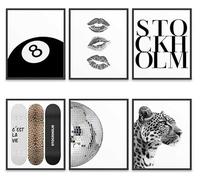 UBSIUH 6 Leopard Pattern Decorative Paintings, Canvas Printing Material, Trendy Animal Theme Style, Simple Frameless Presentation, Home Wall Decoration Paintings.