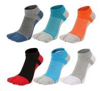 UBUMO Men's Tabi Flip Flop Socks Athletic Cotton Crew Two Toe 5/6 Pack, Color 12 ( Pack of 6 ), One Size