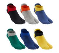 UBUMO Men's Tabi Flip Flop Socks Athletic Cotton Crew Two Toe 5/6 Pack, Color 16 ( Pack of 6 ), One Size
