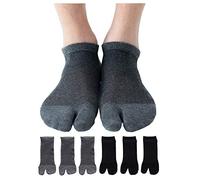 UBUMO Men's Tabi Flip Flop Socks Athletic Cotton Crew Two Toe 5/6 Pack, Color 8 ( Pack of 6 ), One Size