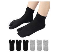 UBUMO Women's Solid 2 Toe Flip Flop Tabi Socks Geta Ankle Cotton 5/6 Pairs, Color 11 (Pack of 6 / Crew Length), One size