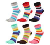 UBUMO Women's Solid 2 Toe Flip Flop Tabi Socks Geta Ankle Cotton 5/6 Pairs, Color 19 (Pack of 6), One size