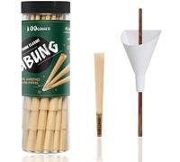 UBUNG 100 Pcs Brown King Size Pre-Rolled Cones With Tips, Slow Type Rolling Paper, Including Funnel Cone Loader and Push Rod