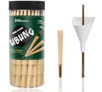 UBUNG 200 Pcs Pre-Rolled Brown Cones with Tips, King Size Slow Type Rolling Paper, Includes 1 Funnel Loader and 1 Push Rod